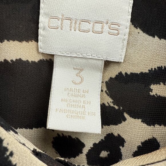 Chicos Shirt Dress Tunic Size XL Semi Sheer Animal print Side Slits Button Up - Picture 3 of 10